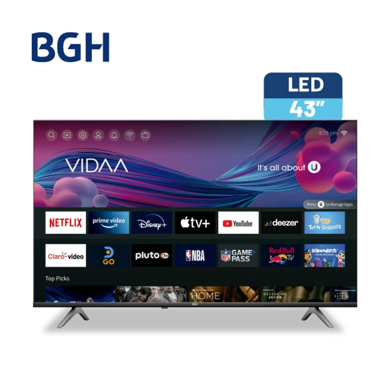 TV LED Smart Android BGH Full HD 43" Mod VIDAA