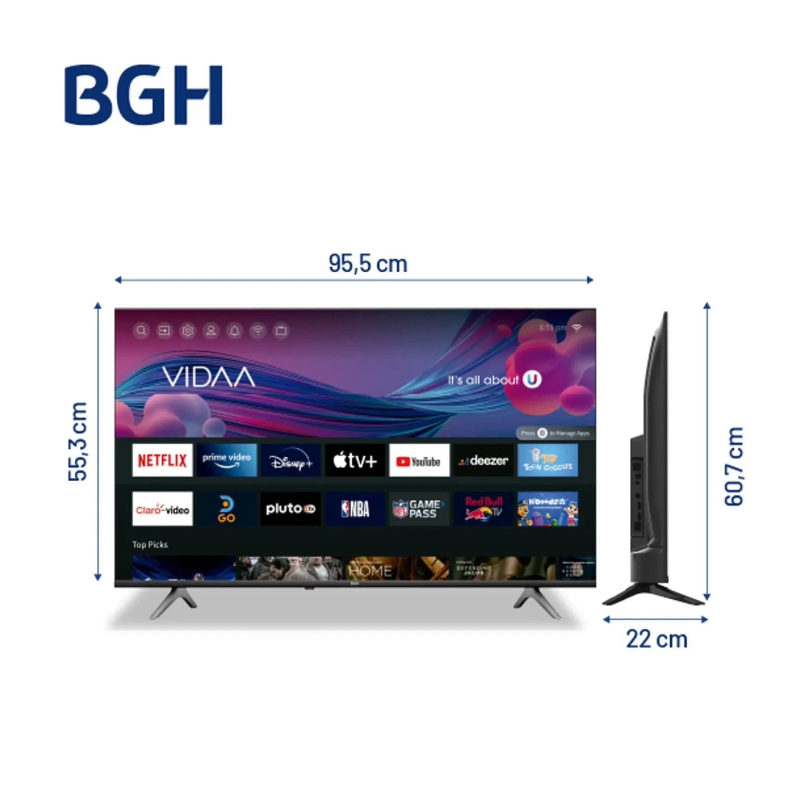 TV LED Smart Android BGH Full HD 43" Mod VIDAA thumbnail 2