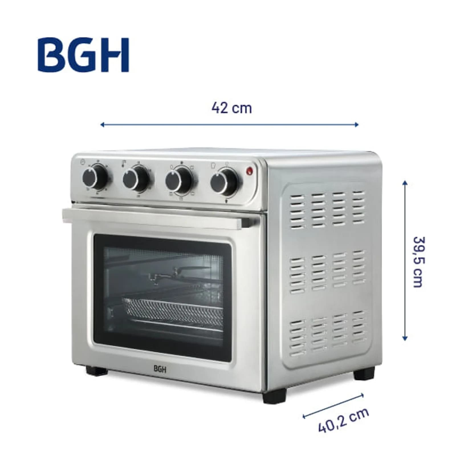Horno/Air Fryer (Freidora) BGH Electrico 30Lts -SPIEDO- Inox thumbnail 2