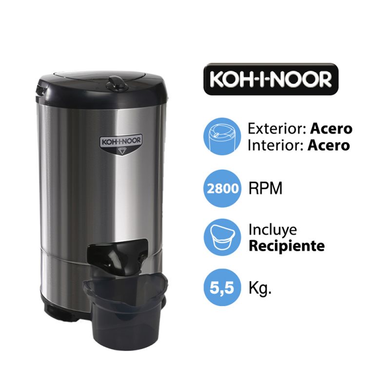 Secarropas KOHINOOR Centrifugo 5,5KG ACERO INOXIDABLE - Image 2